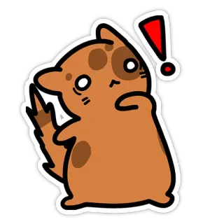 😨 Desenho animado, Animal, Fofo, Sticker, Ponto de exclamação telegram sticker
