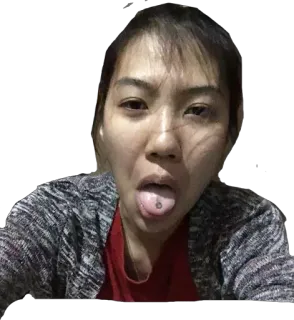 😩 mujer, lengua, piercing, cara, expresión telegram sticker