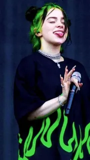 💚 Billie Eilish Billie Eilish, cantante, capelli verdi, musicista, celebrità telegram sticker