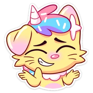 🤷‍♀ gato, unicórnio, fofo, desenho animado, adesivo, emoji, animal, kawaii whatsapp sticker