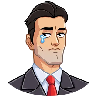 😢 мужчина, плачет, костюм, грустный, слеза, эмоция, эмодзи whatsapp sticker