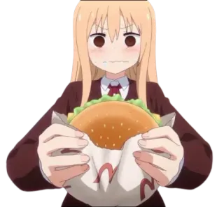 🍔 Аниме, Мультфильм, Гамбургер, Еда, Милый, Девушка, Бургер telegram sticker