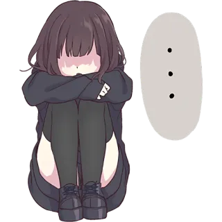 😶 Anime, Cô gái, Buồn, Khóc, Tuyệt vọng, Cảm xúc telegram sticker