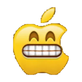 😁 apple, emoji, face, yellow, fruit, smile telegram sticker