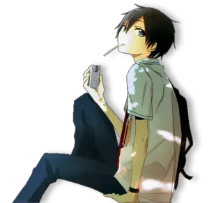 😒 anime, manga, teen, boy, lollipop, school uniform telegram sticker
