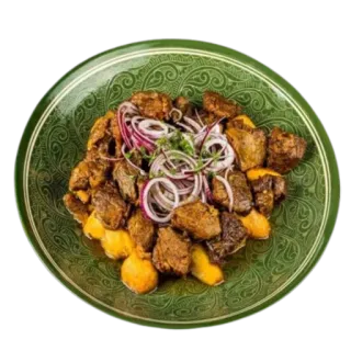 🥔 еда, мясо, блюдо, лук, тарелка, кухня telegram sticker