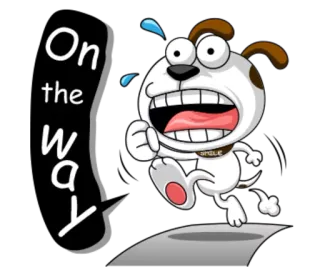 🏃 On the way chien, course, vite, dessin animé, sueur, excité, en route telegram sticker