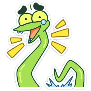 😄 卡通, 绿蛇, 插图, 贴纸 whatsapp sticker