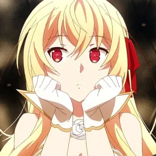 ☁️ anime, rambut pirang, mata merah, perempuan, kartun, karakter, gadis telegram sticker