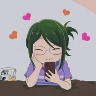 ☺️ Ragazza anime, Cartone animato, Amore, Cuori, Chibi, Occhiali, Carino whatsapp sticker