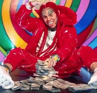 🧑‍🎤 6ix9ine rappeur, cash, argent, portrait, 6ix9ine telegram sticker