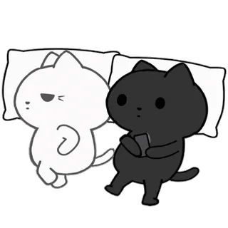 🙂‍↔️ kat, slapen, schattig, dier, cartoon, bed, kussen telegram sticker