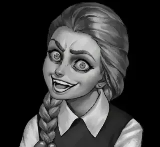 🤬 gruselig, böse, unheimlich, Mädchen, verrückt, gespenstisch, wahnsinnig telegram sticker