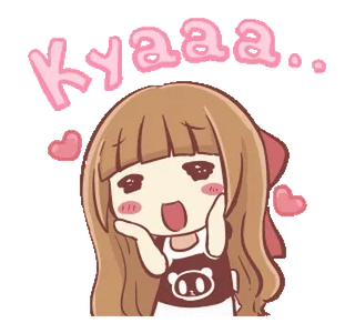 🍞 kyaaa... милый, аниме, каваий, взволнованный, девушка, сердечки, мультфильм telegram sticker