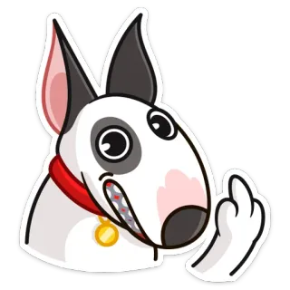 🖕 chien, bull terrier, doigt d'honneur, geste, dessin animé, offensant whatsapp sticker