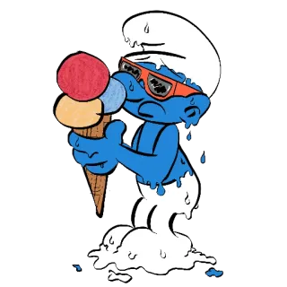 ☀️ Smurf スマーフ, アイスクリーム, アニメ, 汗, 夏 telegram sticker