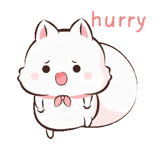😰 hurry cartone animato, animale, volpe, carino, fretta, messaggio, rosa telegram sticker