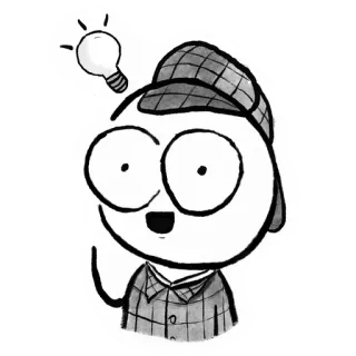 💡 détective, idée, dessin animé, Sherlock Holmes, réflexion, enquête telegram sticker