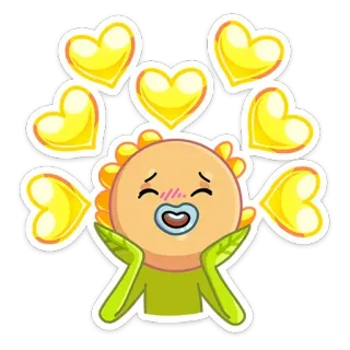 ☺️ Dibujo animado, Lindo, Corazón, Amor, Bebé, Chupete, Flor whatsapp sticker