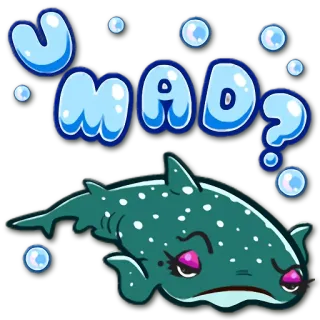 ❓ U MAD? 鲨鱼, 你生气了吗？, 搞笑, 卡通, 表情包 telegram sticker