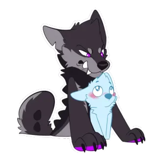 🔝 lobo, animal, desenho animado, fofo, peludo telegram sticker