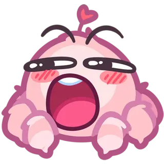 🥱 귀여운, 분홍색, 얼굴, 하트, 사랑스러운, 카와이 telegram sticker