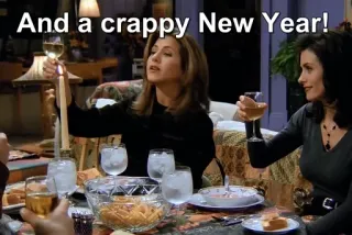 🎄 And a crappy New Year! Neujahr, Feier, Freunde, Wein, Party, lustig telegram sticker