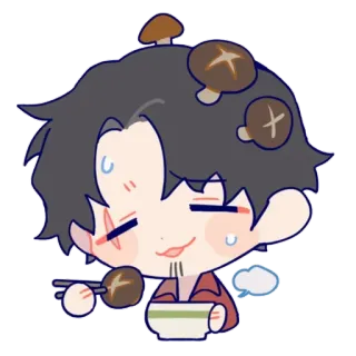 🍄 jamur, makan, anime, keringat, makanan telegram sticker