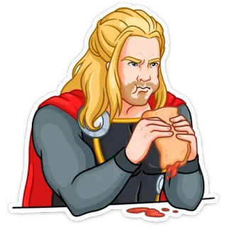 🍔 Thor Thor, superhero, marvel, sandwich, eating telegram sticker