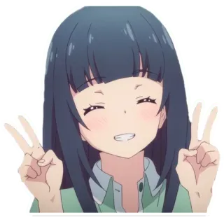 😁 Anime, Paz, Chica, Dibujo animado, Lindo, Feliz telegram sticker