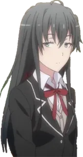 😑 Yukino Yukinoshita My Teen Romantic Comedy SNAFU anime, gadis, rambut panjang, seragam sekolah, Yukino Yukinoshita telegram sticker
