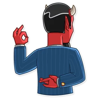 🤞 diabo, fato, chifres, gesto ok, deitado, pele vermelha, desenho animado telegram sticker