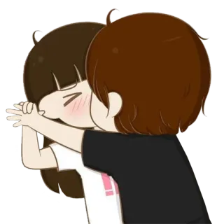 ❤️ casal, abraço, amor, desenho animado whatsapp sticker