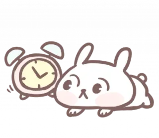 🎀 thỏ, thỏ, đồng hồ báo thức, buồn ngủ, dễ thương, động vật telegram sticker