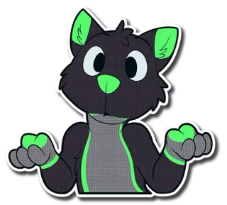 😶 gato, animal, dibujos animados, pegatina, verde, negro telegram sticker