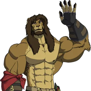 😃 furry, lion, anthropomorphic, animal, character, muscular whatsapp sticker