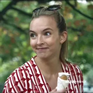 🌙 Villanelle Killing Eve Fernsehen, Figur, Frau, Gesicht, Schauspielerin, Jodie Comer telegram sticker