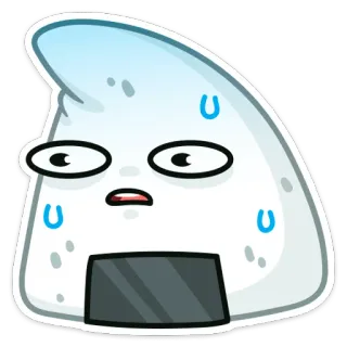 😓 onigiri, palla di riso, cartone animato, cibo, sudore, nervoso telegram sticker