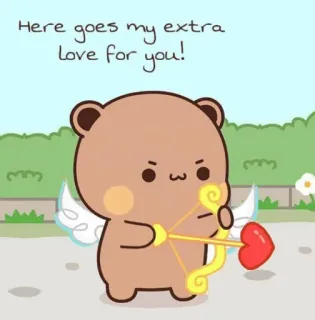 ❤️ Here goes my extra love for you! amour, ours, cœur, flèche, mignon, dessin animé telegram sticker