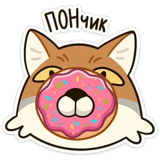 🍩 ПОНЧИК renard, donut, animal, mignon, autocollant, sucré, nourriture whatsapp sticker
