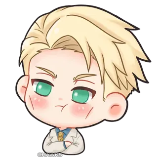 😤 @HAWKS Anime, Chibi, Charakter, blonde Haare, grüne Augen, süß, Aufkleber telegram sticker