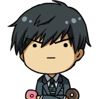 🍩 Anime, Chibi, Fâché, Donut, Homme d'affaires telegram sticker