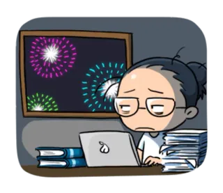 💻 烟花, 电脑, 书, 办公室, 插图, 卡通, 工作 telegram sticker