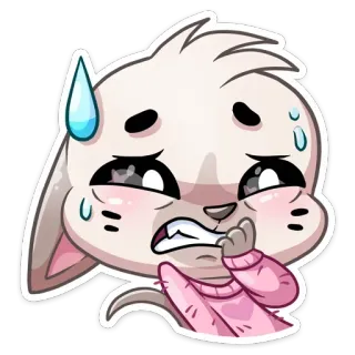 😬 Hase, Kaninchen, süß, Cartoon, Schweiß, nervös, besorgt whatsapp sticker