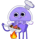 😋 ubur-ubur, koki, memasak, kartun, lucu, makanan telegram sticker