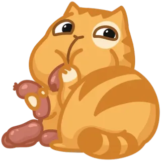 🍴 chat, saucisse, mignon, animal, dessin animé, animal de compagnie telegram sticker