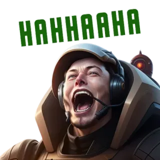 😂 HAHHAAAHA elon musk, rire, drôle, mème, casque, humour telegram sticker
