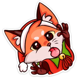 😛 renard, autocollant, dessin animé, animal, personnage, elfe, noël telegram sticker