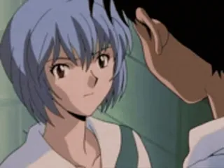 😠 Rei Ayanami Neon Genesis Evangelion anime, character, blue hair, portrait, stare telegram sticker