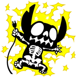 😱 Stitch Lilo & Stitch halloween, skelett, monster, cartoon, disney telegram sticker